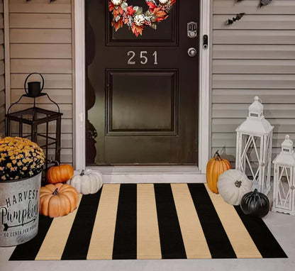 Light Blue Buffalo Plaid Cotton Door Mat, 24x35