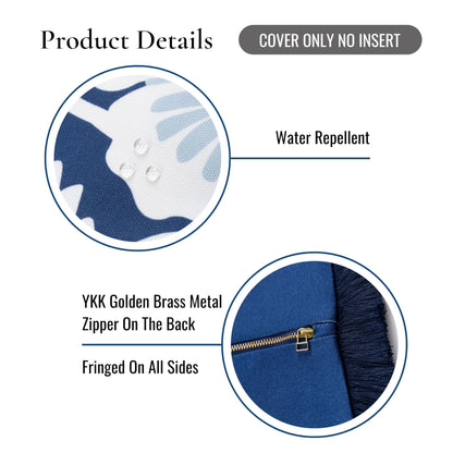 Navy Greek Key Outdoor Lumbar Pillow Cover, 12x20