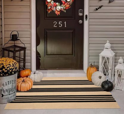Light Blue Buffalo Plaid Cotton Door Mat, 24x35