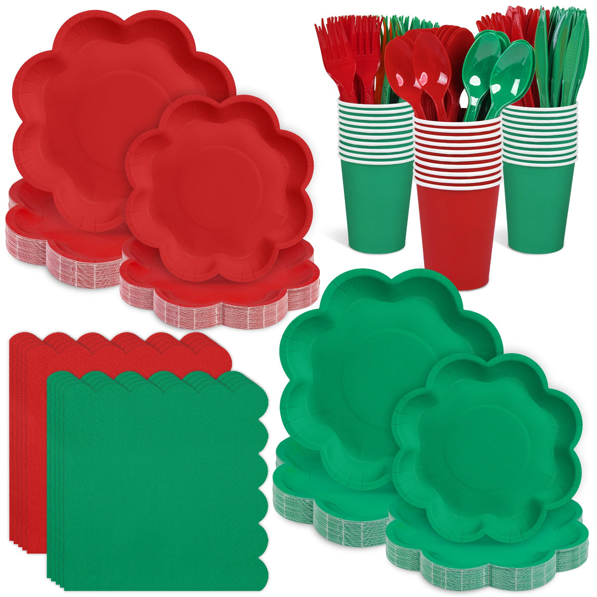 Blue and White Paper Tableware Set, Serves 50
