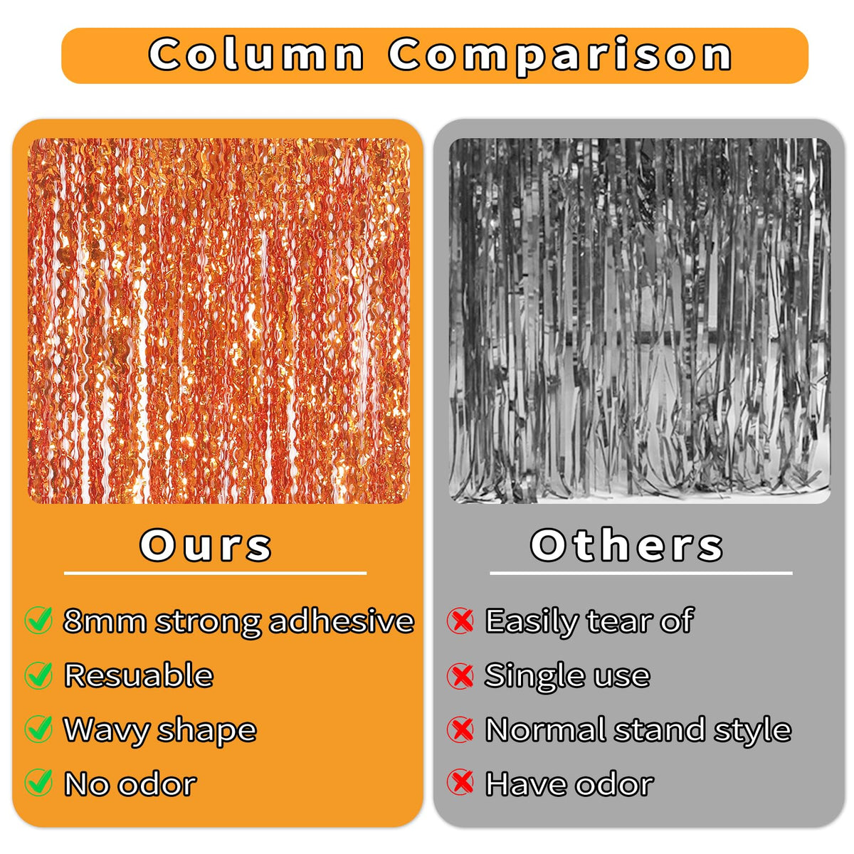 Navy Blue Foil Fringe Curtains, 4 Pack