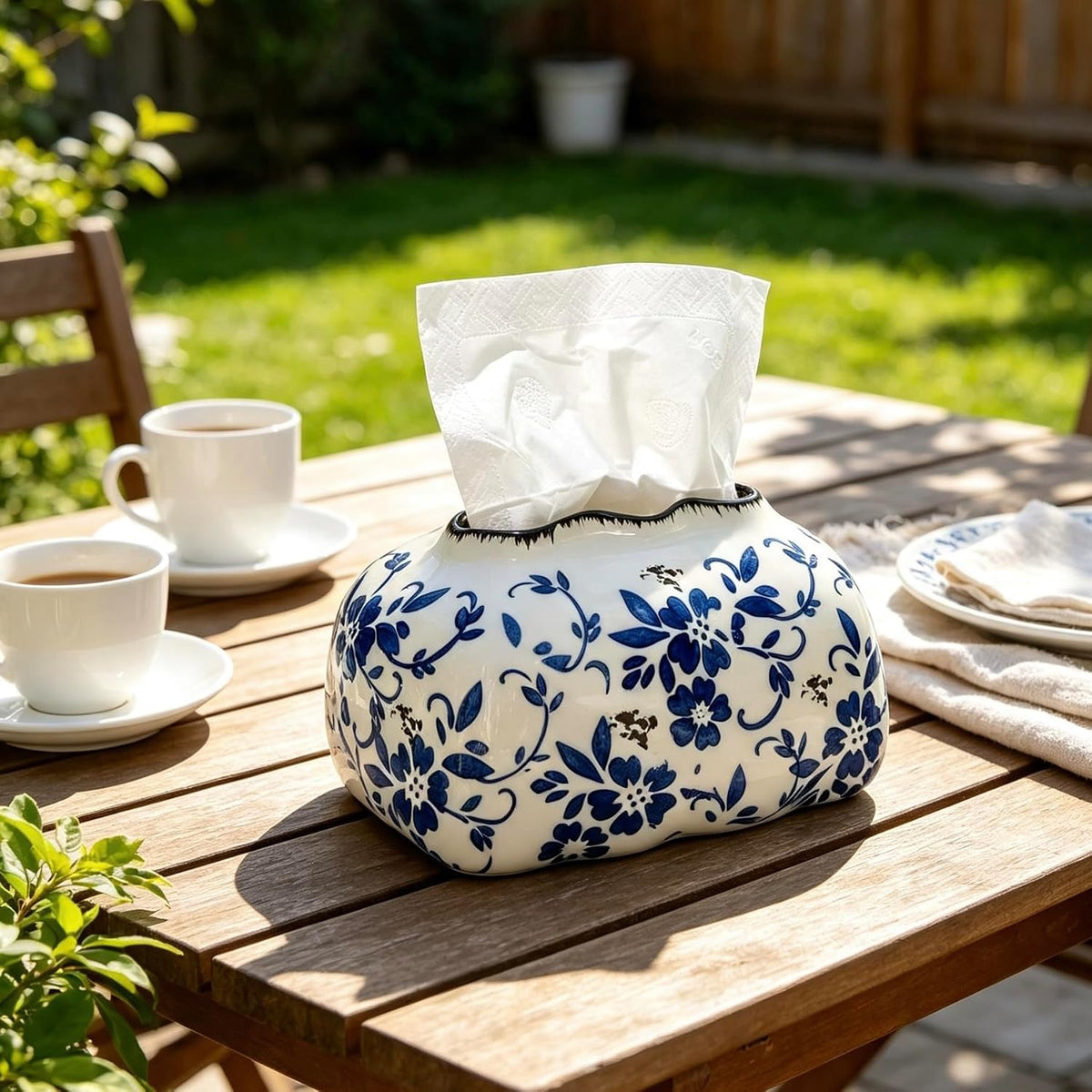 Blue and White Porcelain Tissue Box Holder