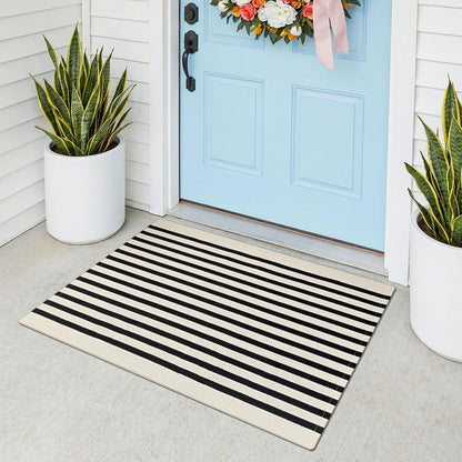 Navy and White Striped Cotton Rug, 28x43