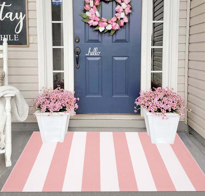 Light Blue Buffalo Plaid Cotton Door Mat, 24x35