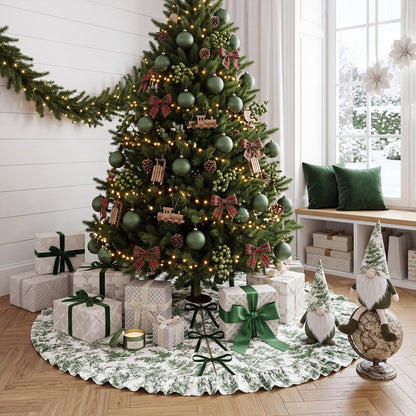 Blue Chinoiserie Christmas Tree Skirt, 48 Inch