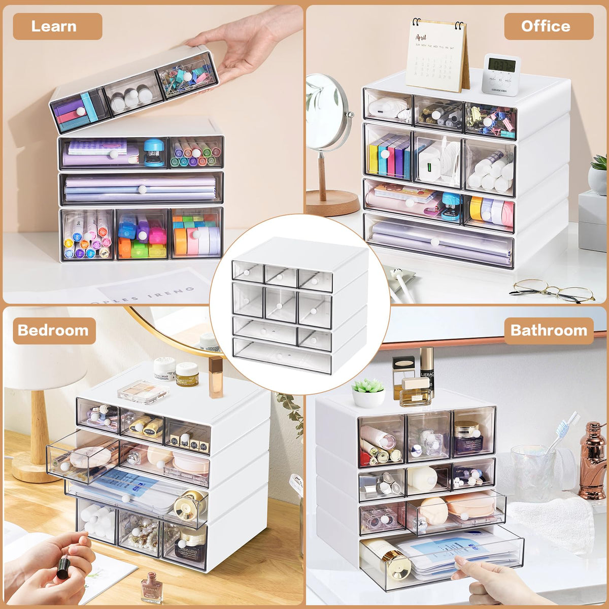 Blue 9-Drawer Desktop Storage Organizer