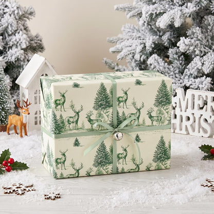 Reversible Toile Christmas Wrapping Paper