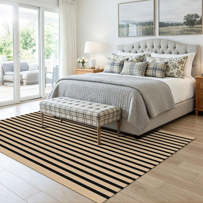 Navy and White Striped Cotton Rug, 28x43