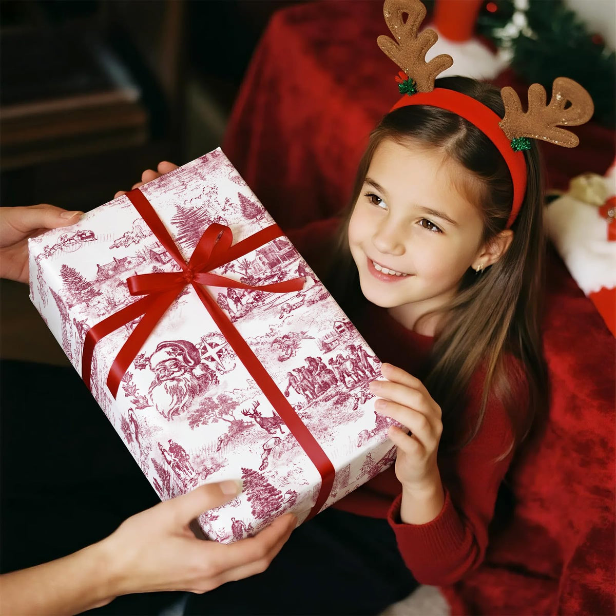 Blue Toile Christmas Wrapping Paper