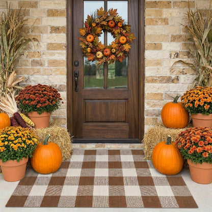 Blue Buffalo Plaid Outdoor Rug, 27.5x43