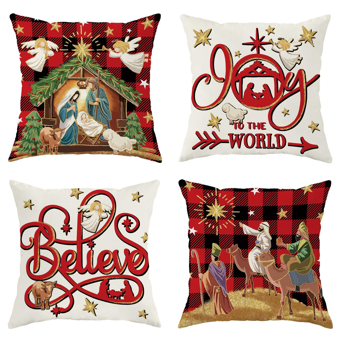 Navy Velvet Christmas Pillow Covers, Set of 4