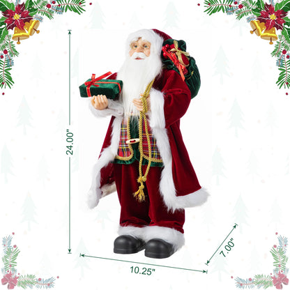 Blue Velvet Santa Figurine, 18 Inch