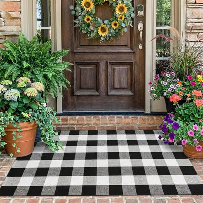 Blue Buffalo Plaid Outdoor Rug, 27.5x43