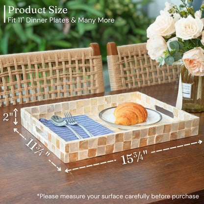 Capiz Shell Decorative Serving Tray, Navy Blue