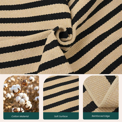 Navy and White Striped Cotton Rug, 28x43