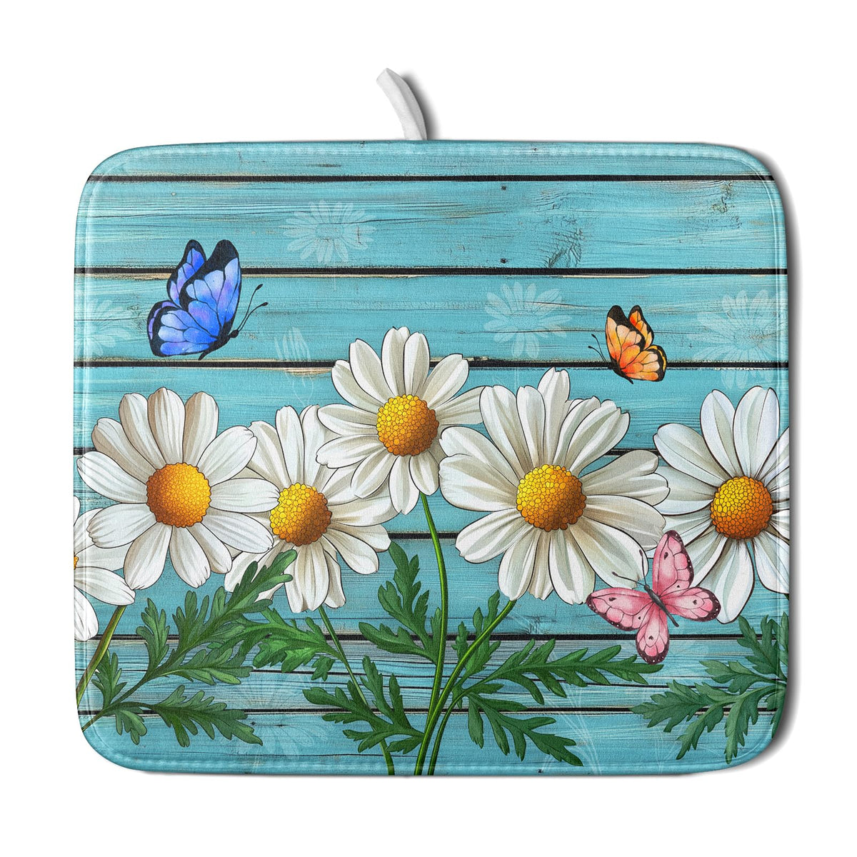 Blue Chinoiserie Floral Dish Drying Mat