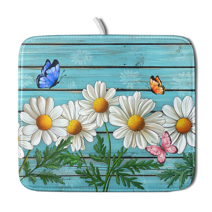 Blue Chinoiserie Floral Dish Drying Mat