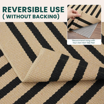Navy and White Striped Cotton Rug, 28x43
