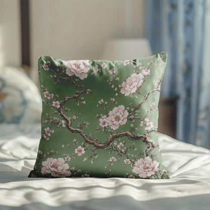 Blue Chinoiserie Bird and Peony Pillow Cover, 18x18