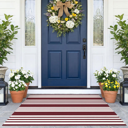 Navy and White Striped Cotton Rug, 28x43