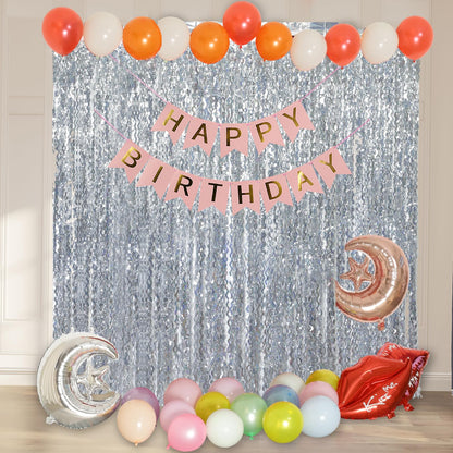 Navy Blue Foil Fringe Curtains, 4 Pack