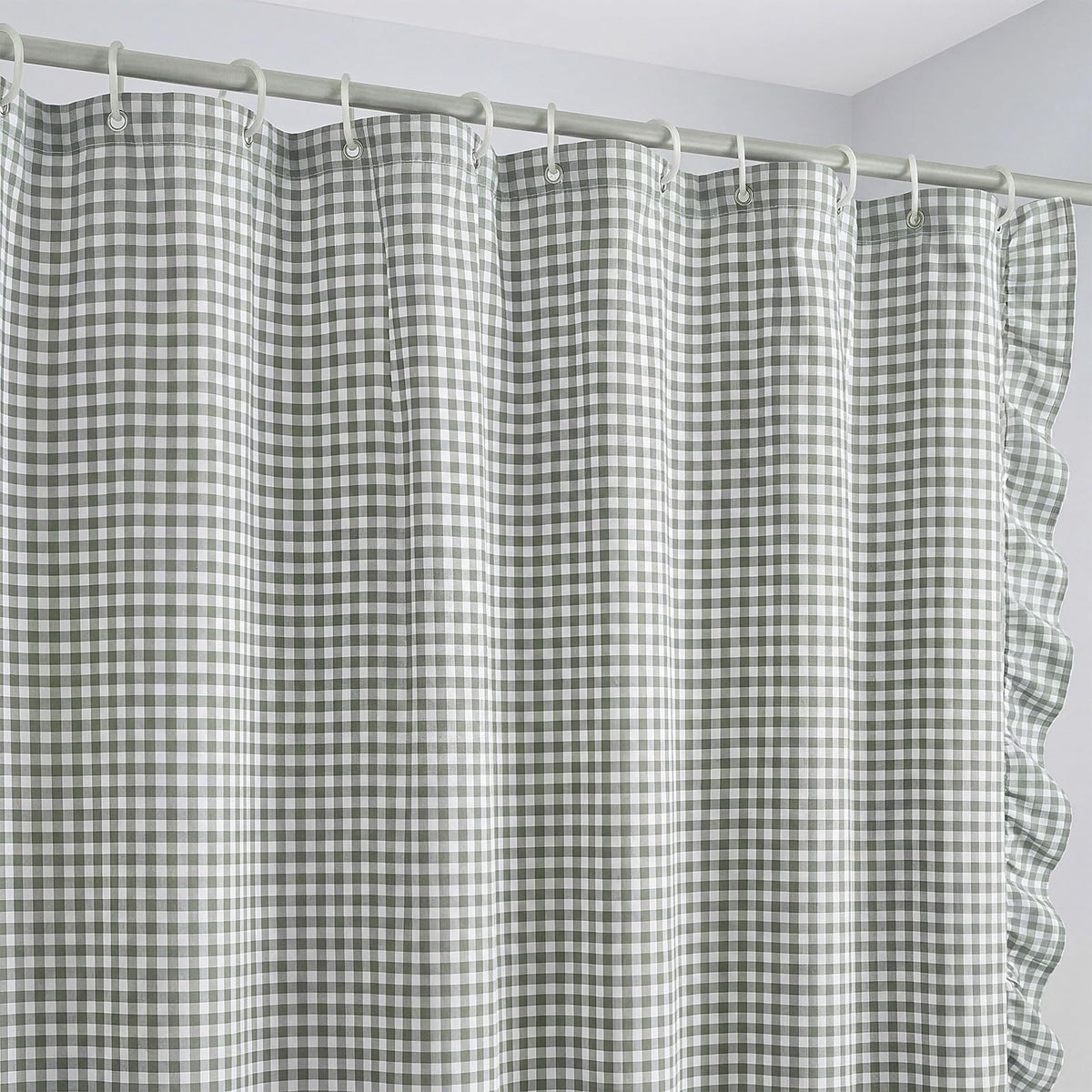 Ruffled Gingham Shower Curtain, 72 x 72