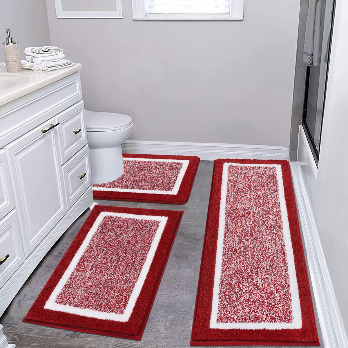 Shaggy Microfiber Bath Rug Set, 3 Piece