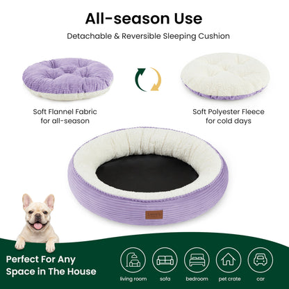 Royal Blue Round Donut Pet Bed
