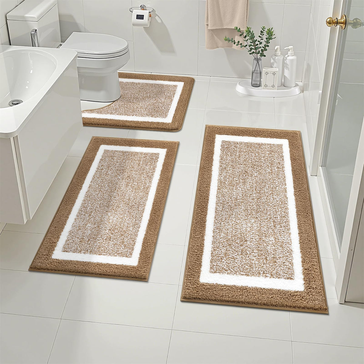 Shaggy Microfiber Bath Rug Set, 3 Piece