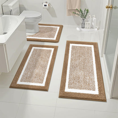 Shaggy Microfiber Bath Rug Set, 3 Piece