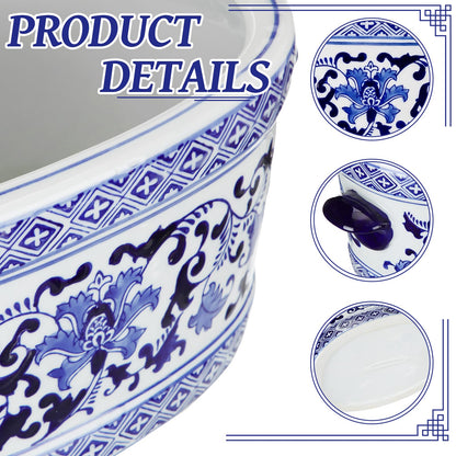 Blue and White Chinoiserie Oval Planter