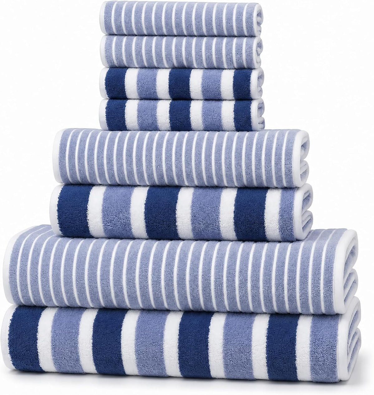 Striped Bath Towel Set, 8 Piece