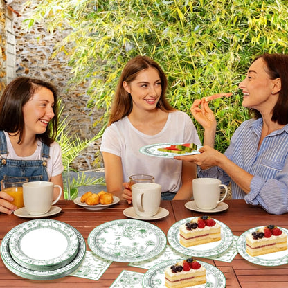 Blue and White Floral Paper Plates and Napkins, Serves 20