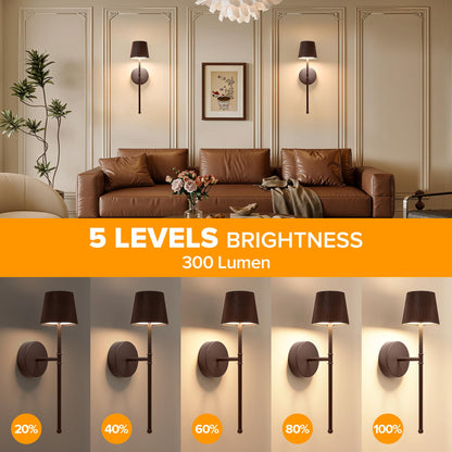 Blue Cordless Rechargeable Wall Sconces, Set of 2