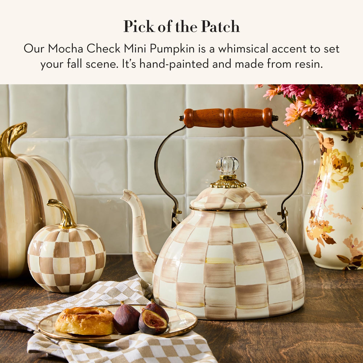 MacKenzie-Childs Resin Pumpkin, Royal Check