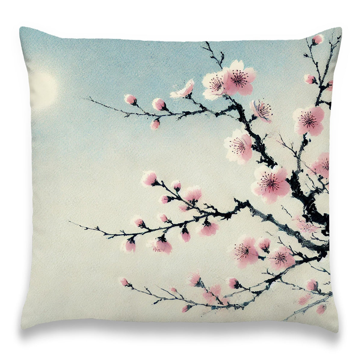 Blue Chinoiserie Bird and Peony Pillow Cover, 18x18