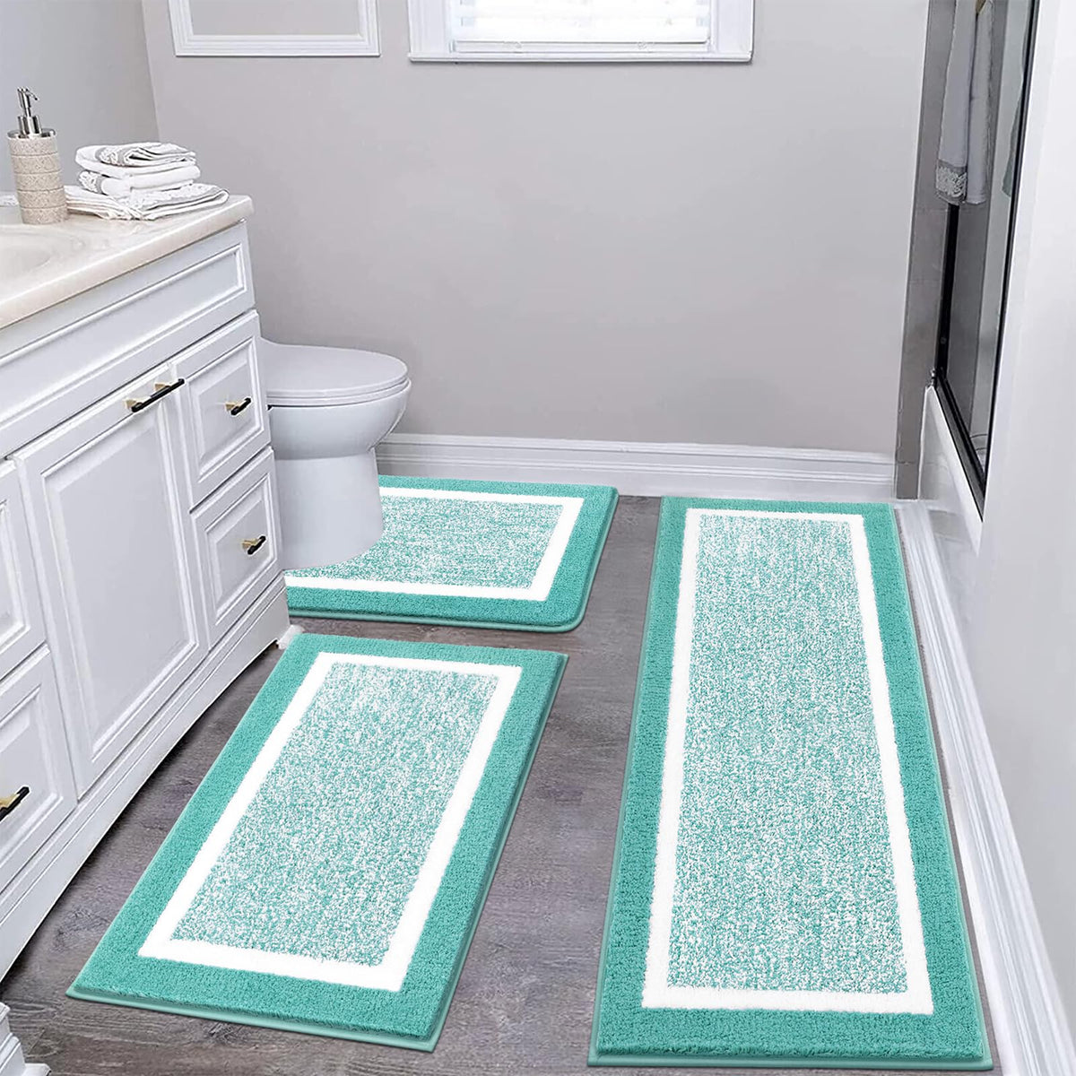 Shaggy Microfiber Bath Rug Set, 3 Piece