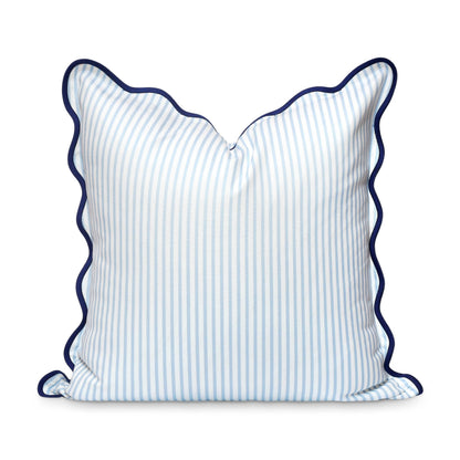 Navy Greek Key Outdoor Lumbar Pillow Cover, 12x20