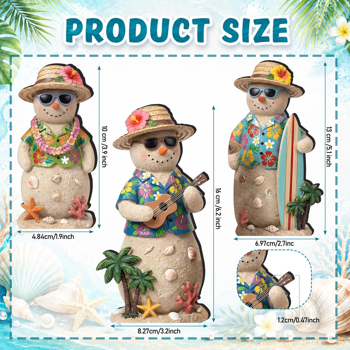 Chinoiserie Wooden Snowmen, Set of 3