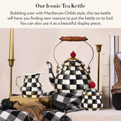 MacKenzie-Childs Enamel Tea Kettle, Royal Check
