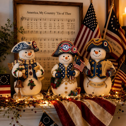 Chinoiserie Wooden Snowmen, Set of 3
