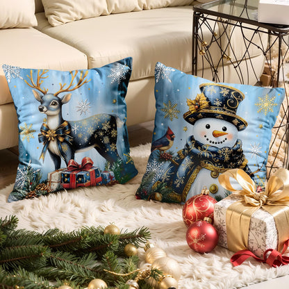 Navy Velvet Christmas Pillow Covers, Set of 4