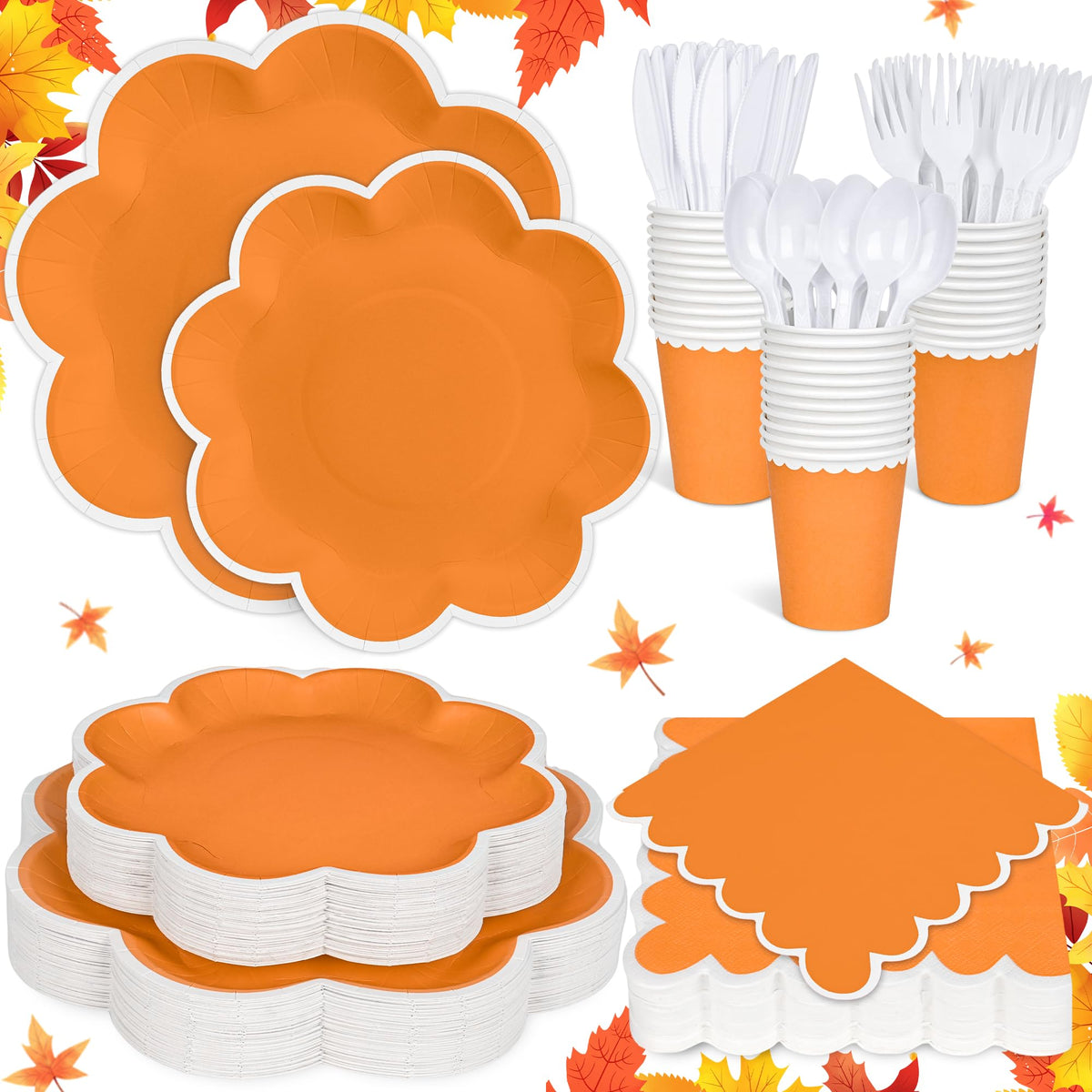 Blue and White Paper Tableware Set, Serves 50