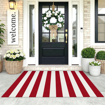 Navy and White Striped Cotton Rug, 28x43