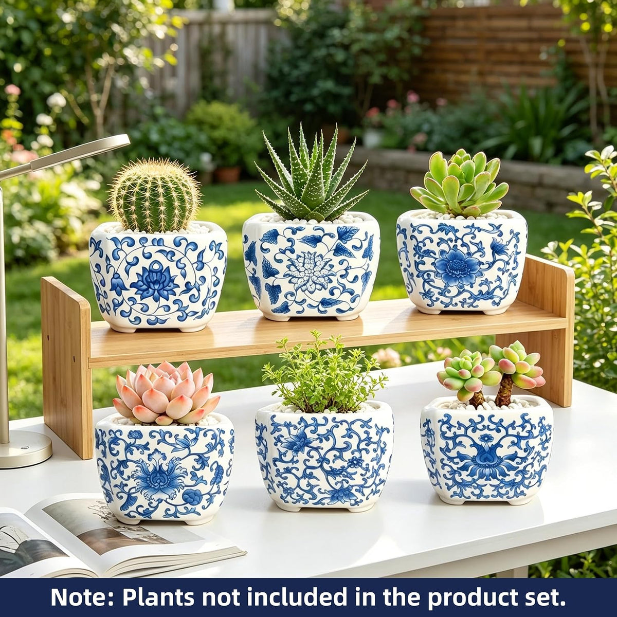 Blue and White Succulent Planters, Set of 6