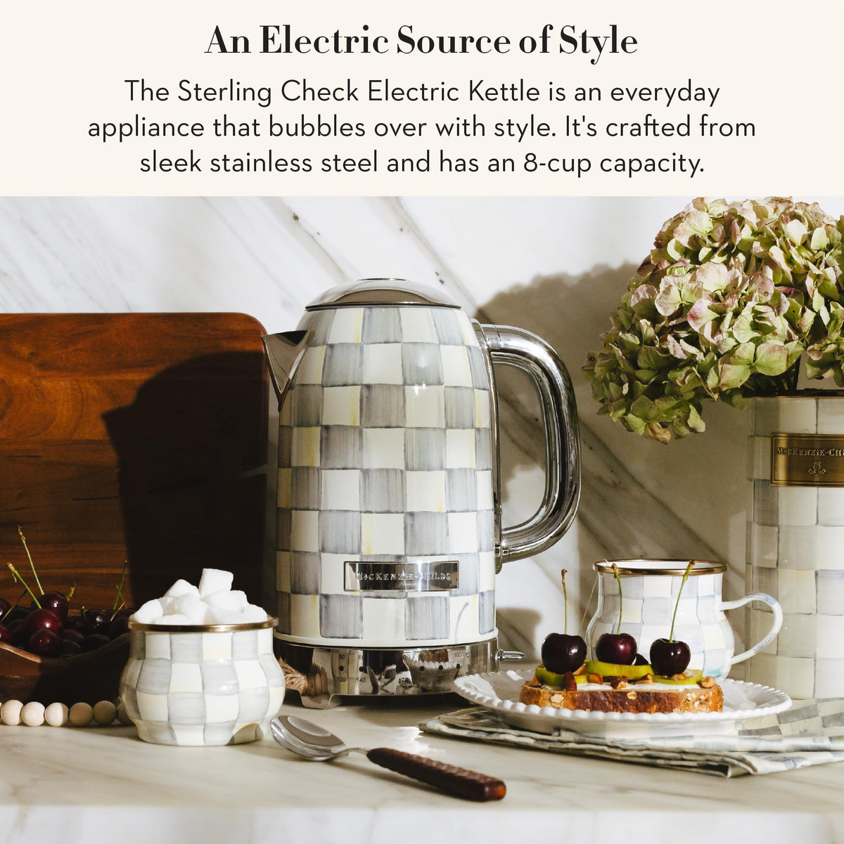 MacKenzie-Childs Electric Kettle, Royal Check