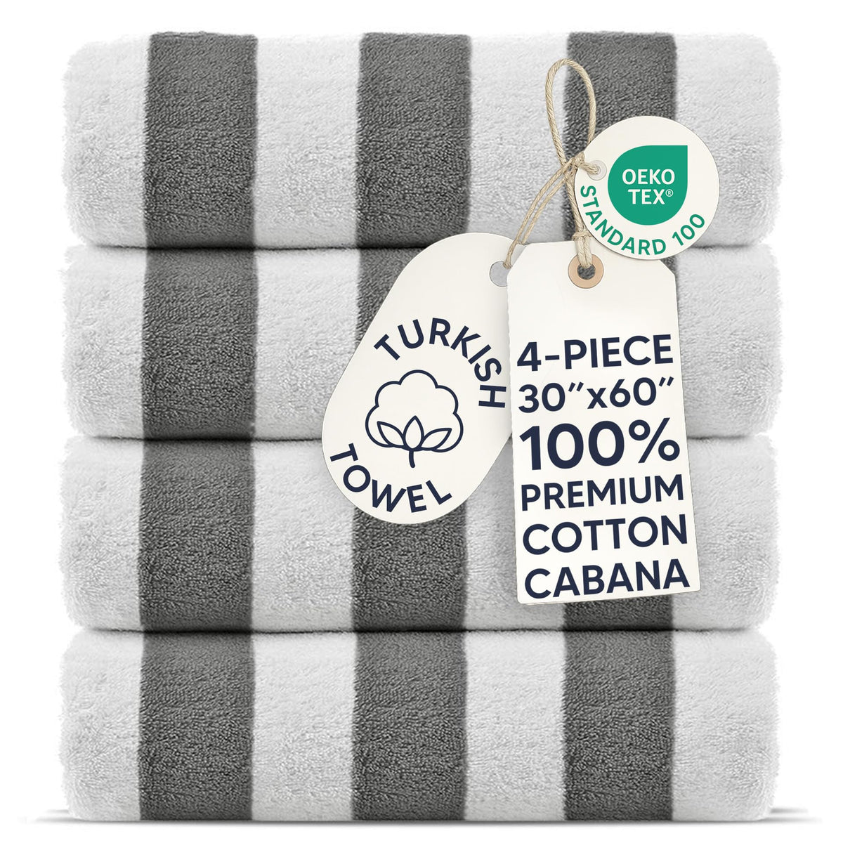 Turkish Cotton Beach Towels, Set of 4