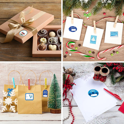 Blue Christmas Name Tag Stickers, 144 Pieces