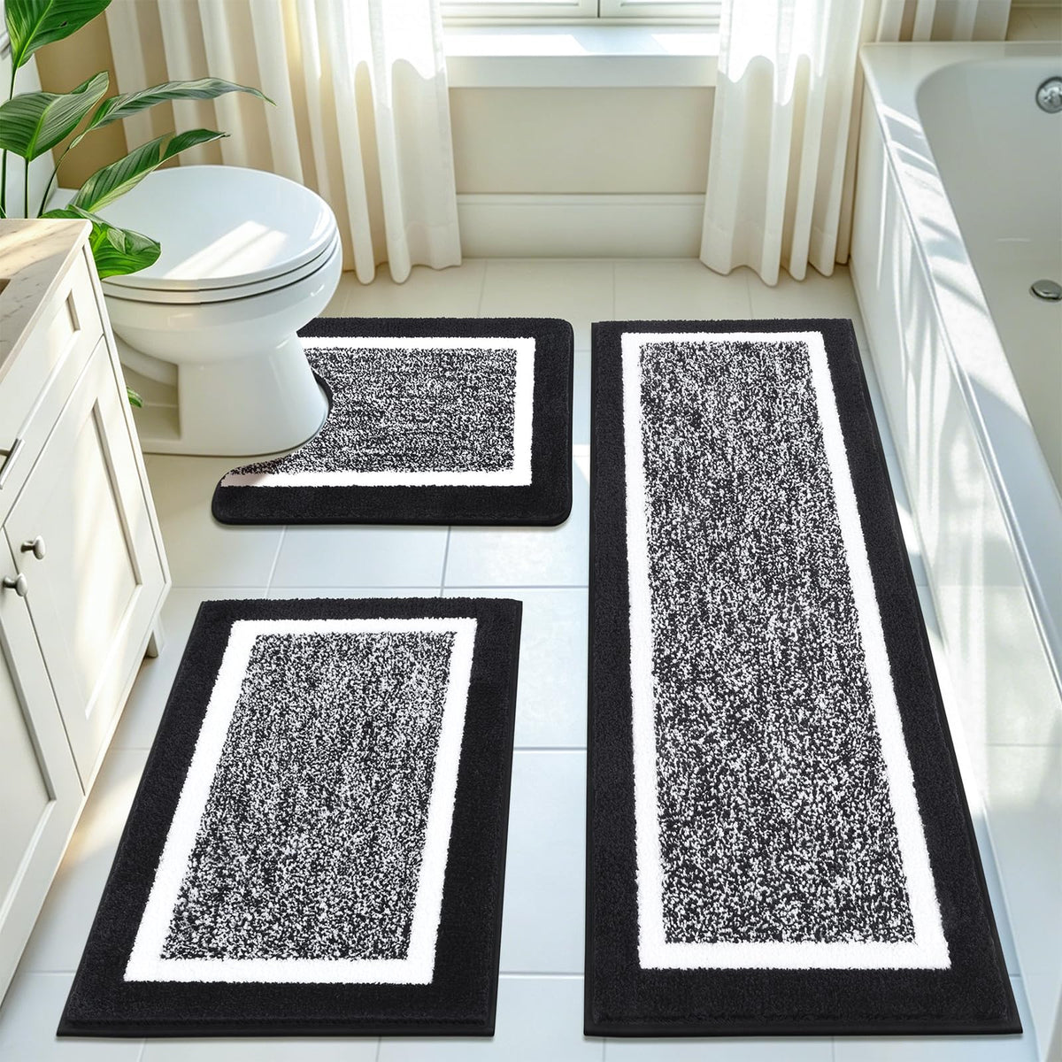 Shaggy Microfiber Bath Rug Set, 3 Piece