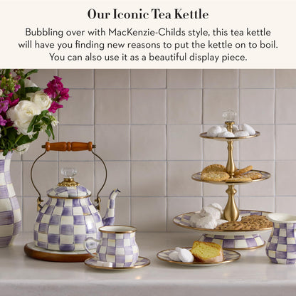 MacKenzie-Childs Enamel Tea Kettle, Royal Check
